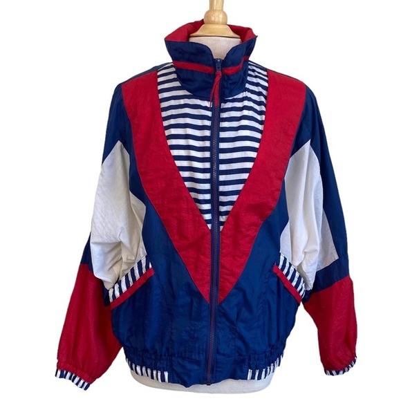Vintage Jackets & Blazers - Vintage 80s red white & blue windbreaker